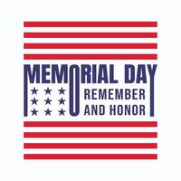 USA Memorial Day - Remember and honor poster design with American flag color red and blue color with star and creative typography. Memorial Day social media template design. vector