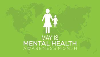 mental salud conciencia mes observado cada año en mayo. modelo para fondo, bandera, tarjeta, póster con texto inscripción. vector
