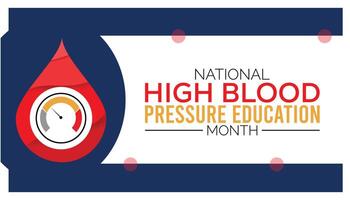 national high blood pressure education month observed every year in May. Template for background, banner, card, poster with text inscription. vector