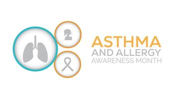 National Asthma and Allergy Awareness Month observed every year in May. Template for background, banner, card, poster with text inscription. vector