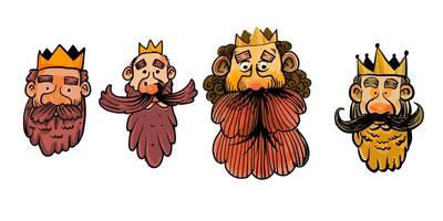 hand drawn king head illustration vector