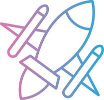 Rocket Ship Line Gradient Icon Design vector