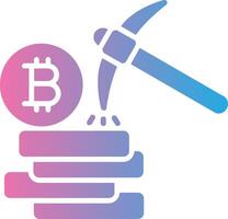Bitcoin Mining Glyph Gradient Icon Design vector