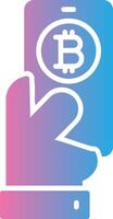 Pay Bitcoin Glyph Gradient Icon Design vector