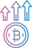 Bitcoin Up Line Gradient Icon Design vector