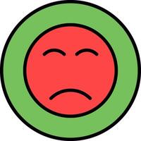 Sad Face Line Filled Icon vector