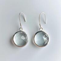 Silver Faceted Gemstone Earrings photo