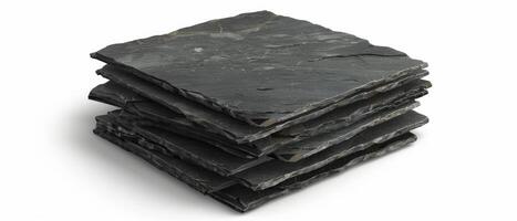 Stacked Black Slate Stone Tiles photo