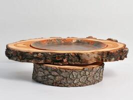 Rustic Wooden Log Cake Stand photo