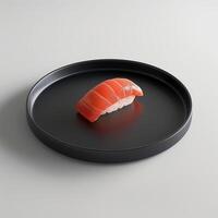 Sushi Nigiri on Dark Plate photo