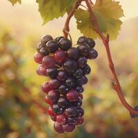 Sunlit Ripe Vineyard Grapes photo