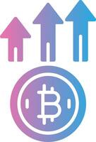 Bitcoin Up Glyph Gradient Icon Design vector