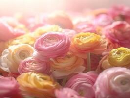 pastel ranúnculo flores de cerca foto