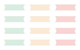 Set of modern simple banner ribbons. Decorative flag, tape for text, price tag, sale label, printable, planner, scrapbook, stickers, weekly days label. vector