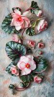 Begonia Floral Arrangement On Textured Surface photo