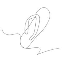 Continuous single one line of beach slippers drawing art vector