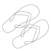 Continuous single one line of beach slippers drawing art vector