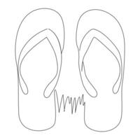 Continuous single one line of beach slippers drawing art vector