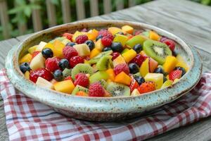 Assorted Exotic Fruit Salad Bowl photo