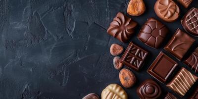Artisanal Chocolate Variety on Slate photo