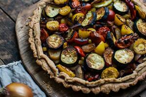 Roasted Vegetable Tart Close-Up photo