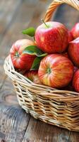 Fresh Apples In Wicker Basket photo