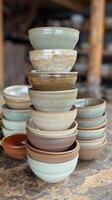 Stacked Ceramic Bowls Array photo