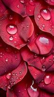 gotas de lluvia en rojo Rosa pétalos foto