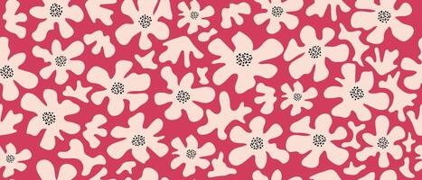 Hand drawn flowers, seamless floral pattern for fabric, textile, wrapping paper, cover, banner. vector