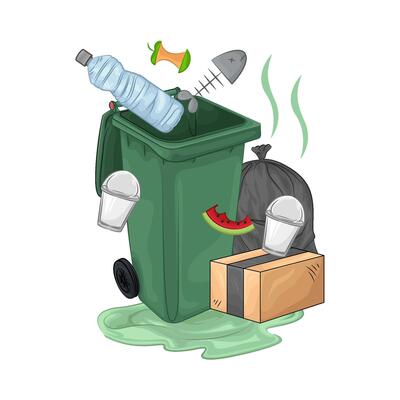 Illustration of trash bin