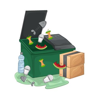 Illustration of trash container