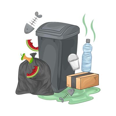 Illustration of trash bin