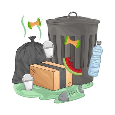 Illustration of trash bin