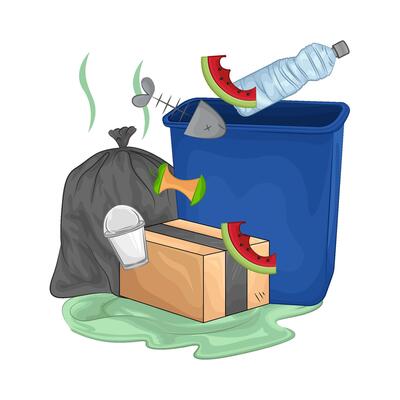 Illustration of trash bin