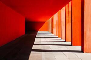 Vibrant Red Corridor Architecture photo