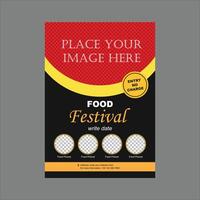 Black Simple Festival Food Design Flyer vector
