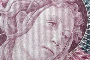 Botticelli a closeup portrait from Italian money photo