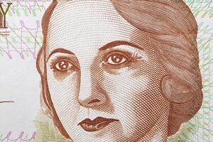 Juana de Ibarbourou a closeup portrait from Uruguayan money photo