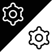 Setting or gear icon, Outline style, isolated on Black and White Background. vector