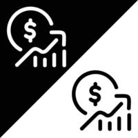Stock exchange app icon, Outline style, isolated on Black and White Background. vector