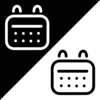 Calendar icon, Outline style, isolated on Black and White Background. vector