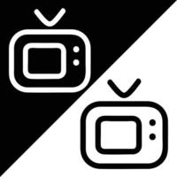 televisión aplicación icono, contorno estilo, aislado en negro y blanco antecedentes. vector