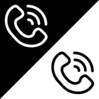 teléfono icono, contorno estilo, aislado en negro y blanco antecedentes. vector