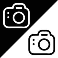 Camera Icon, Outline style, isolated on Black and White Background. vector