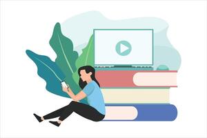 Online Learning Flat Illustration Design vector