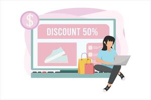 Online Shopping Flat Illustration Design vector