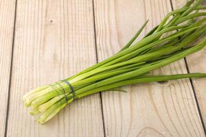 Raw young green onion heap photo