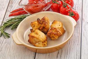 Chicken breast shashlik - grilled meat photo