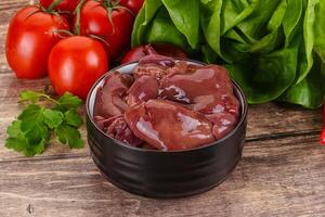 Raw chicken liver for cooking photo