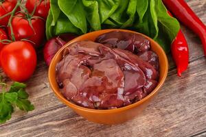 Raw chicken liver for cooking photo